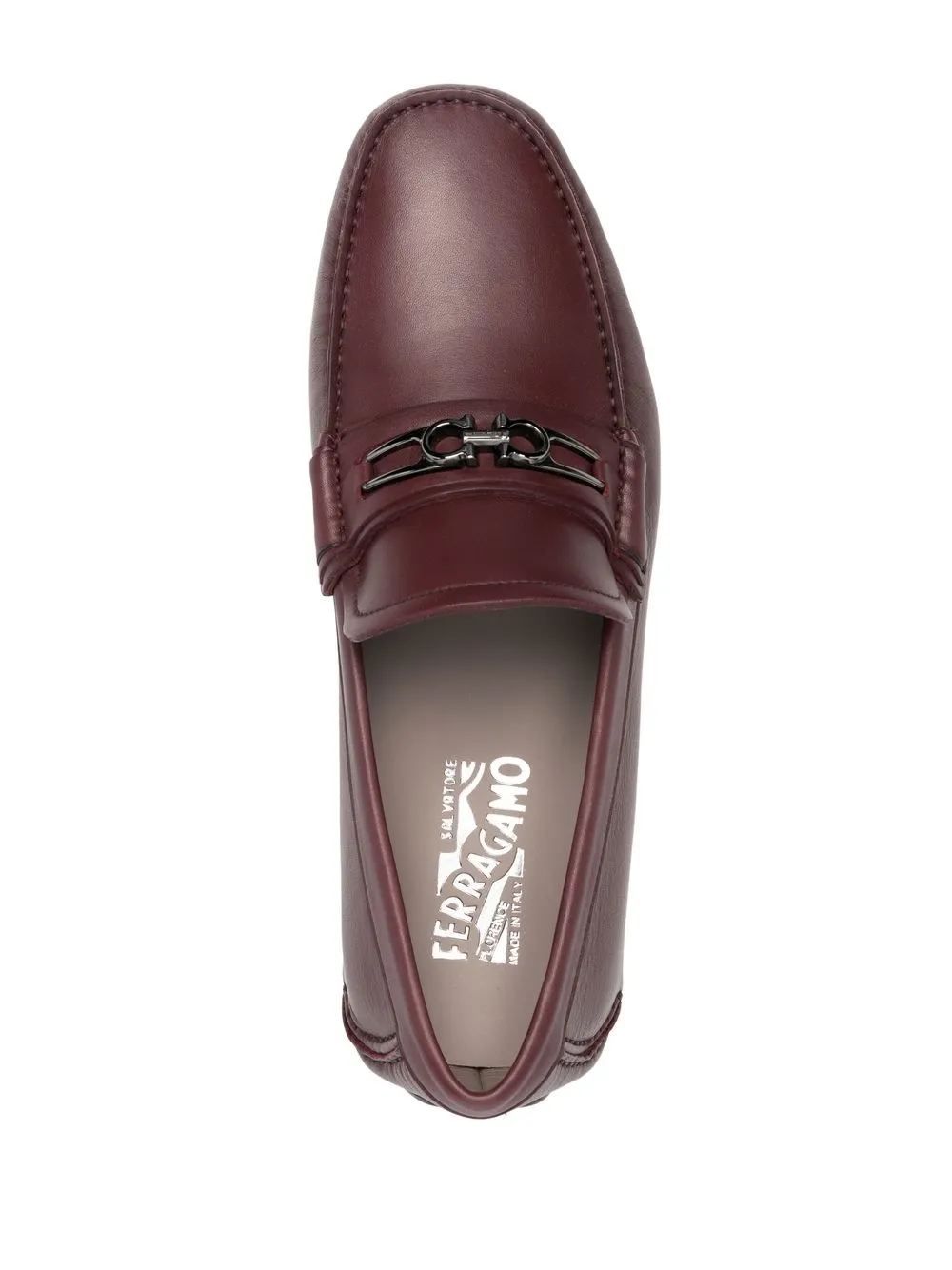 Ferragamo Man Loafers Garnet Size 8 Soft Leather In Red