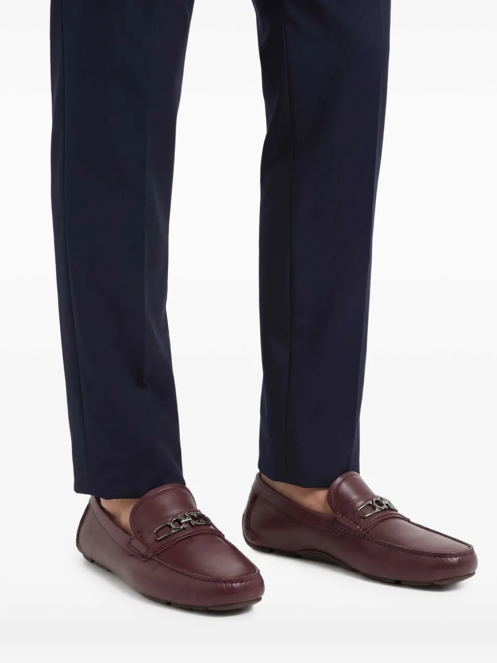  Ferragamo Mocasines Con Hebilla Gancini - Rojo 