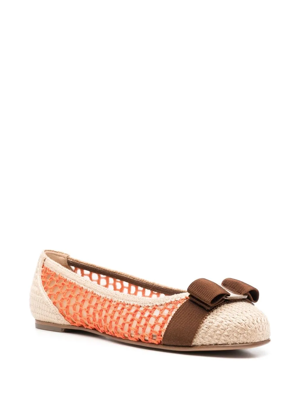 Ferragamo Ballerina's met strikdetail - Beige