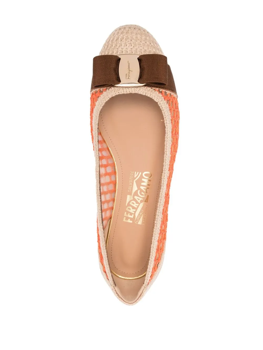 Ferragamo bow-detail interwoven ballerina shoes Neutrals