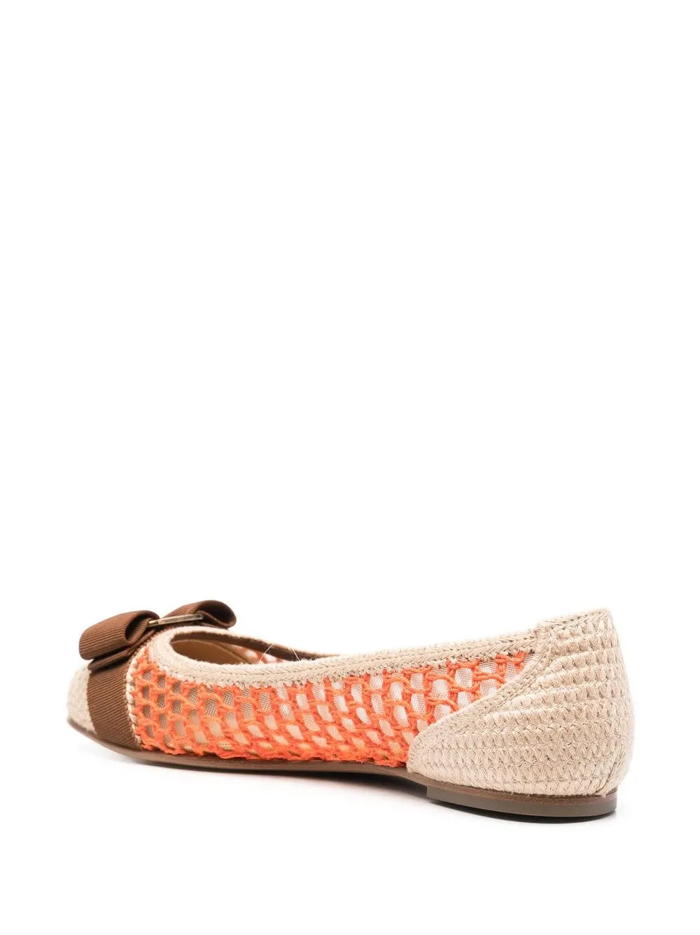 Ferragamo bow-detail interwoven ballerina shoes Neutrals