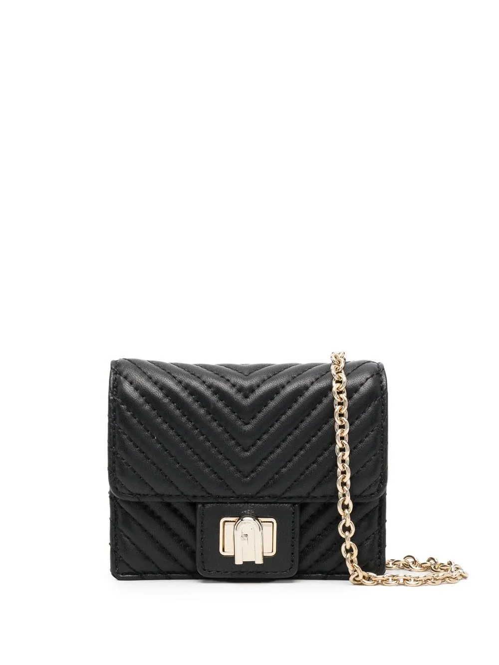 

Furla cartera capitonada con cadena - Negro