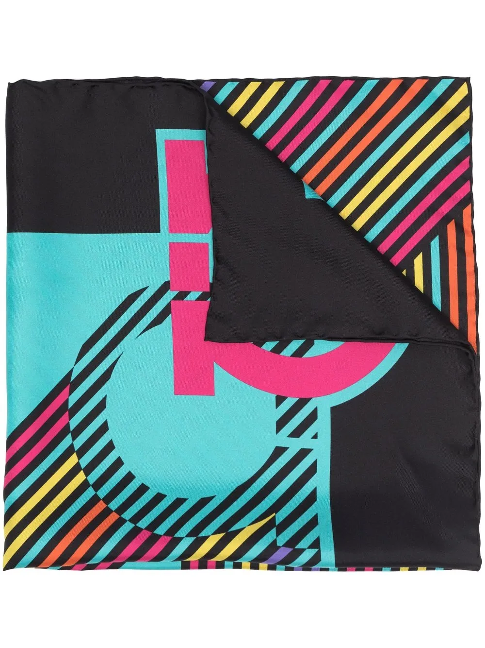 

Salvatore Ferragamo mascada con estampado gráfico - Negro