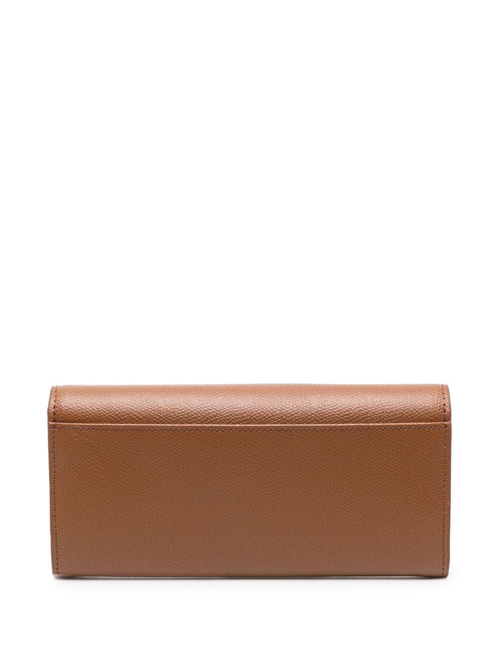 Shop Furla Logo-plaque Leather Purse In Brown
