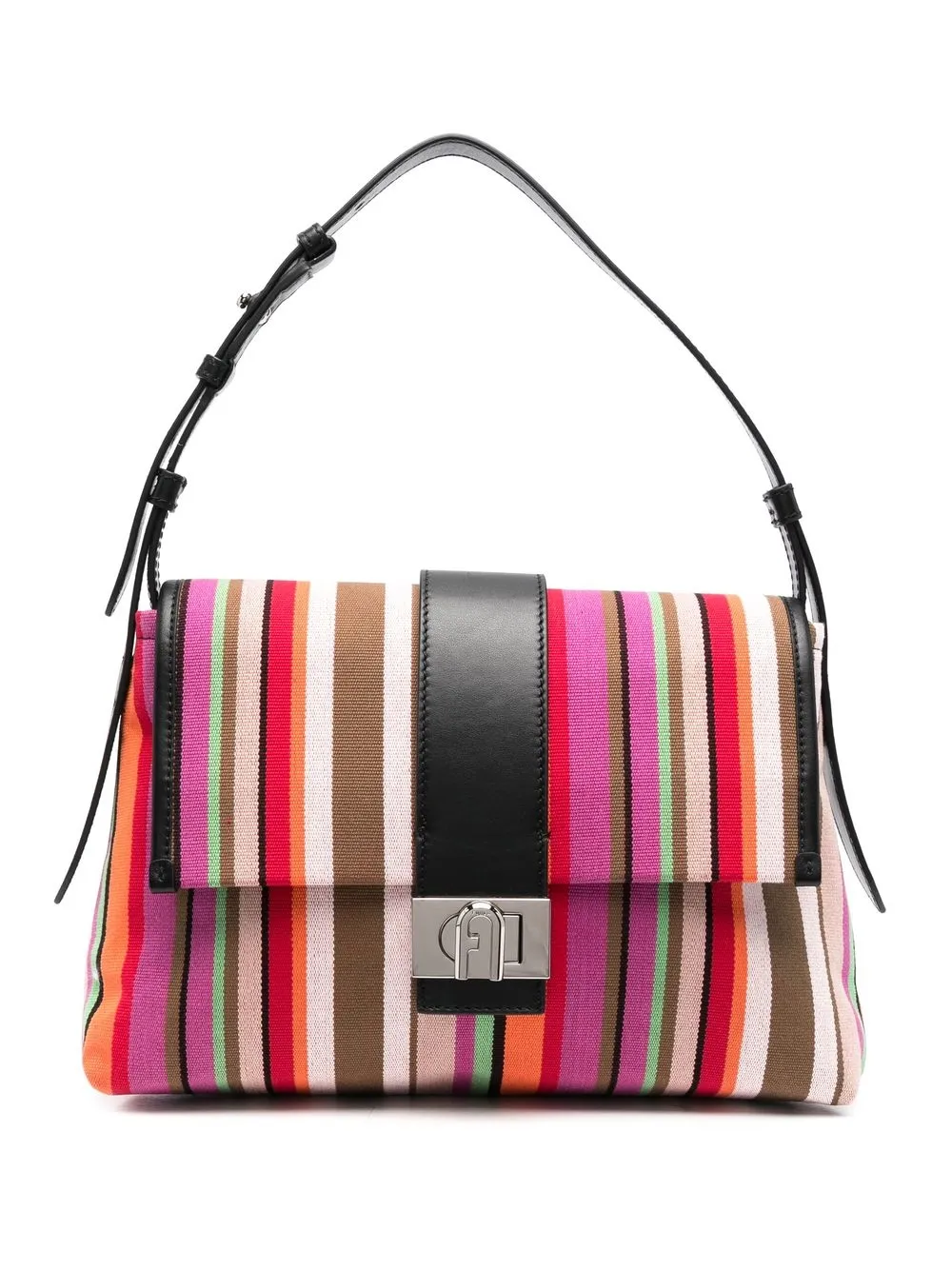 

Furla tote con motivo de rayas - Negro