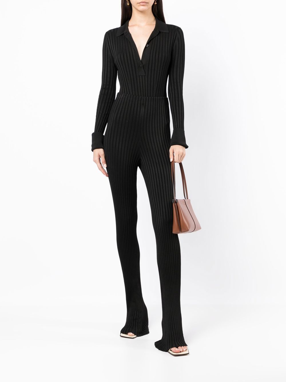 Shop Galvan Stripe-print Long-sleeve Bodysuit In Black