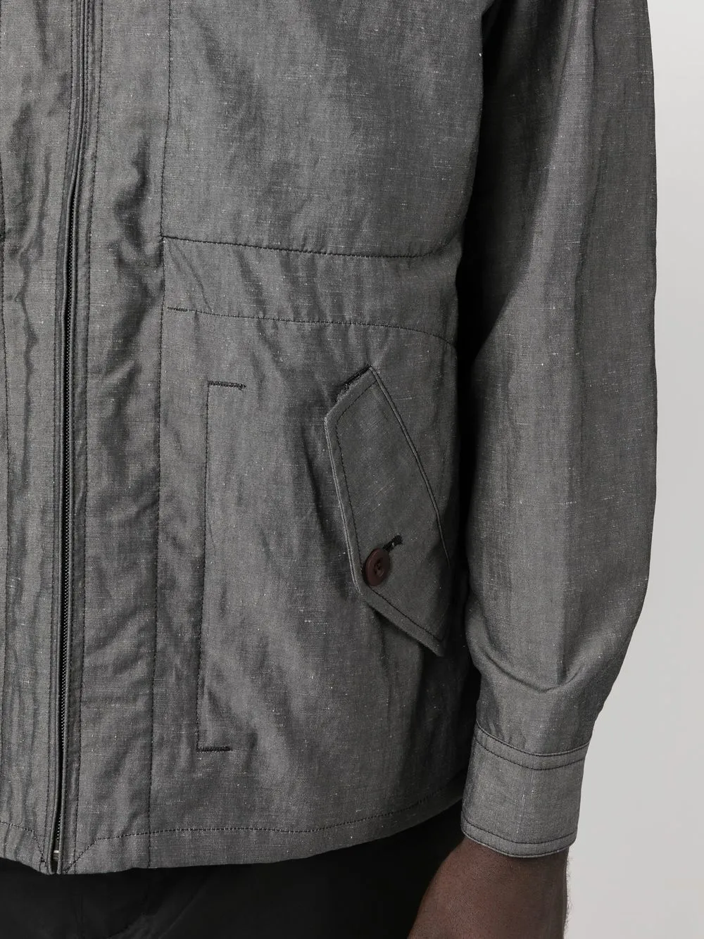 Shop Junya Watanabe Zip-up Shirt Jacket In Grau