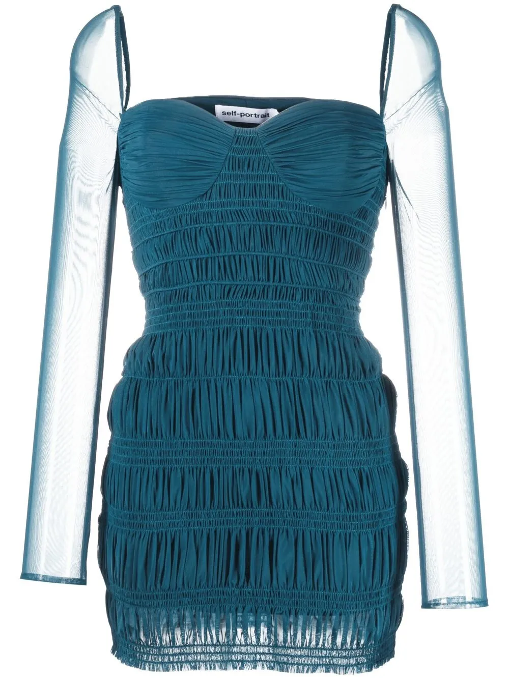 farfetch.com | Self-Portrait gathered-detail long-sleeve dress