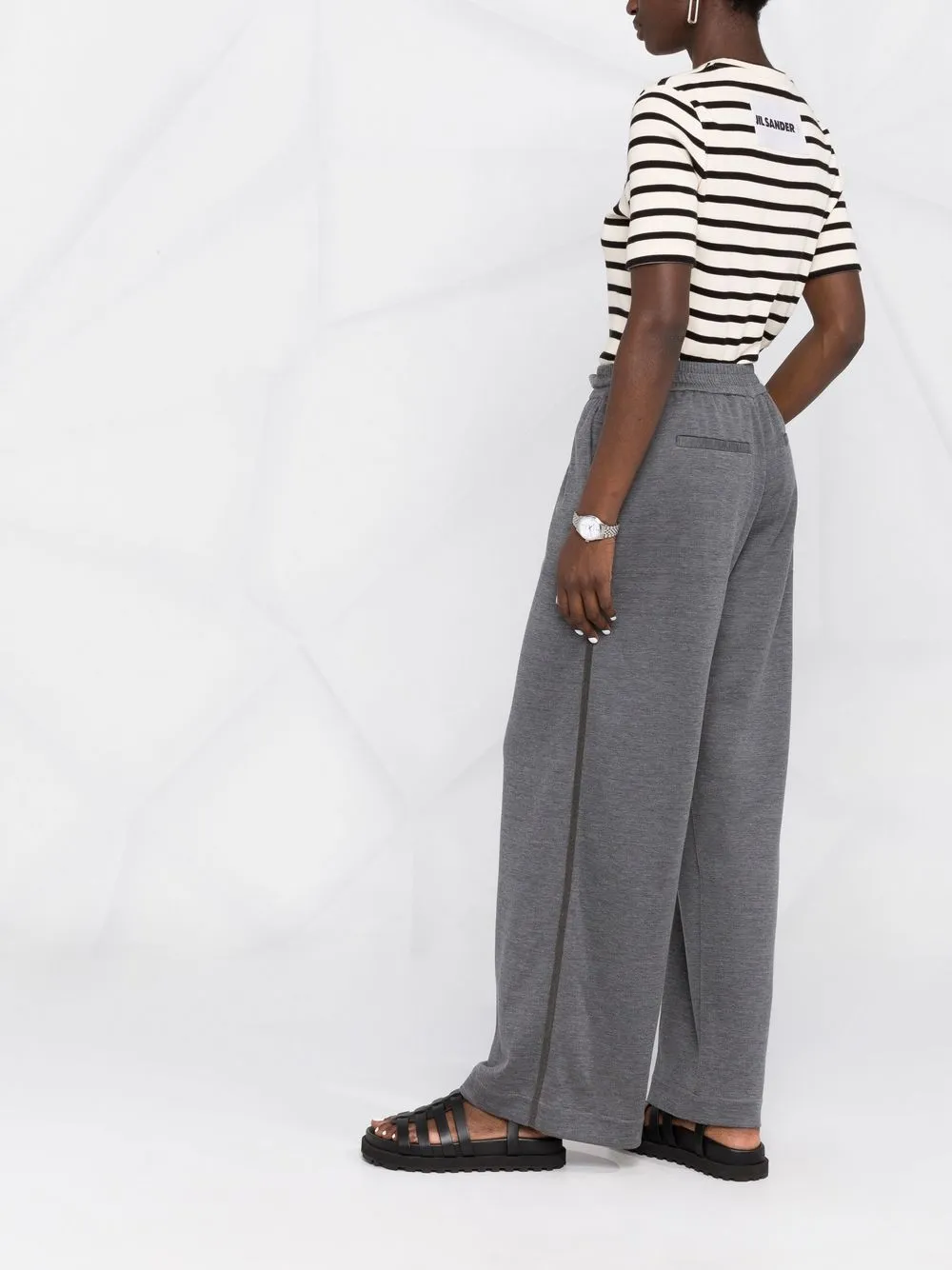 Brunello Cucinelli Wide-leg Track Pants In Grey