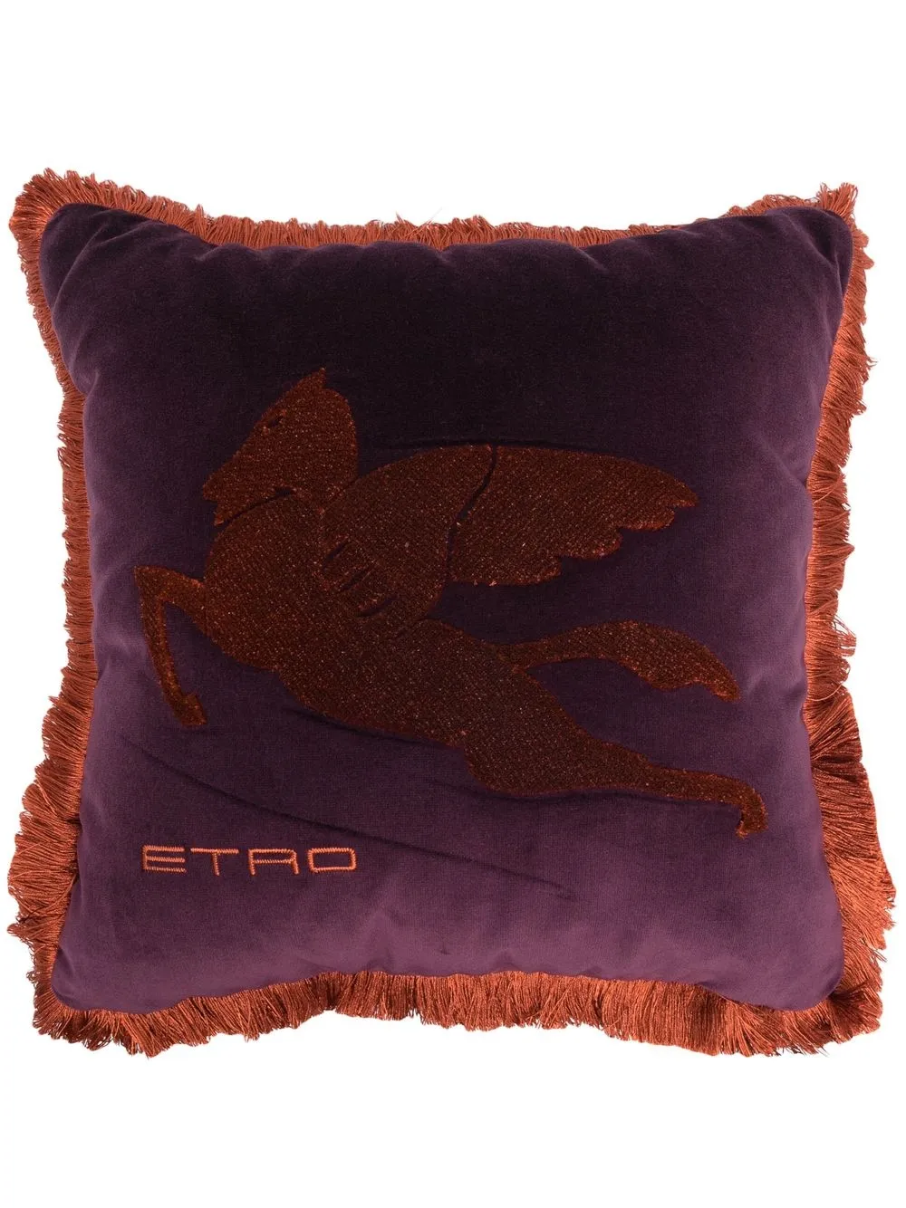 

ETRO Pegaso-embroidered velvet cushion - Purple
