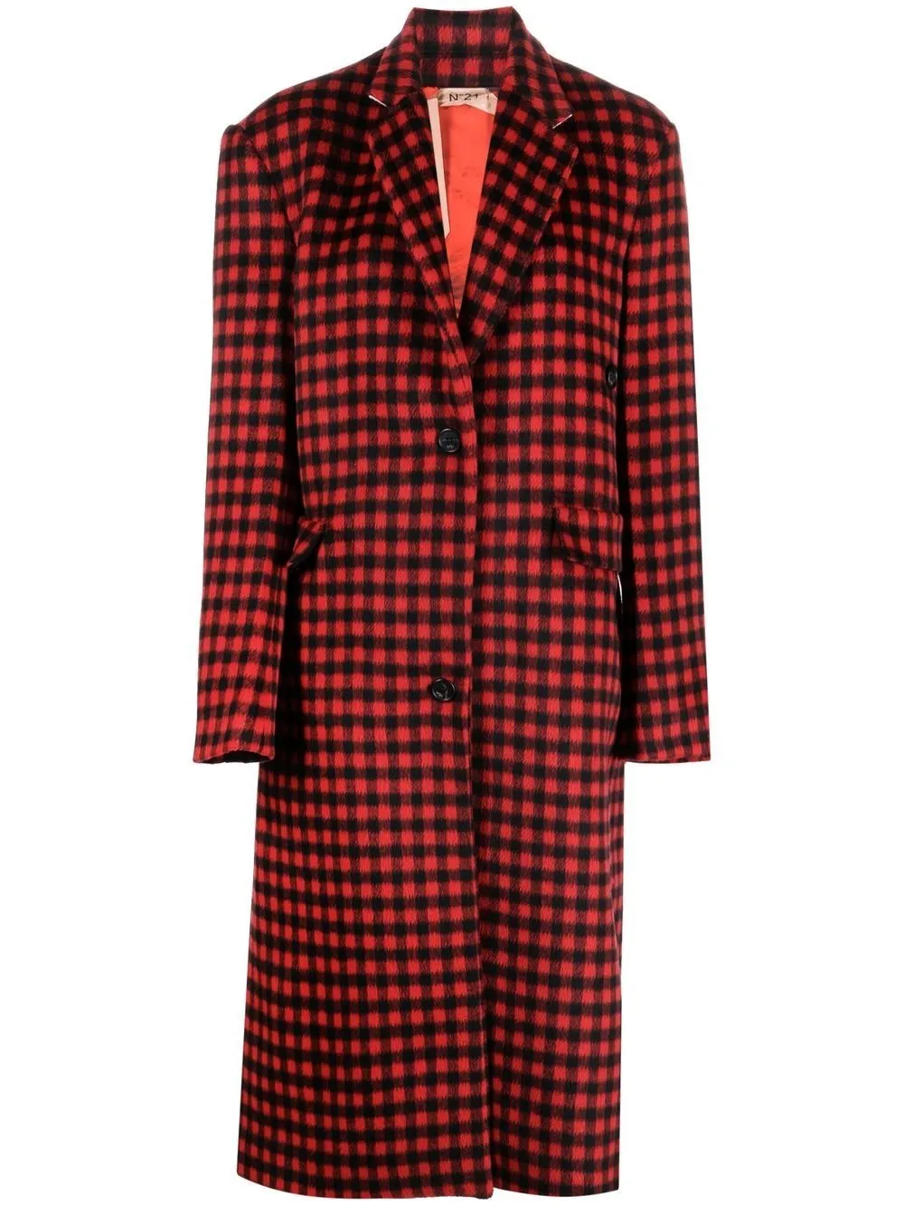 

Nº21 checked mid-length coat - Red