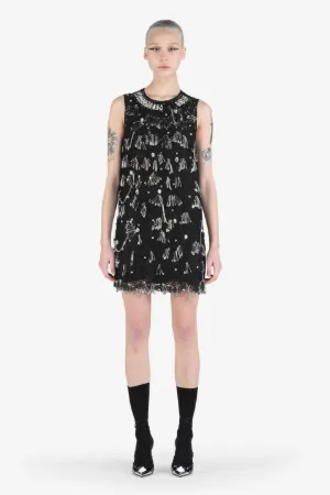 Embellished Lace Mini Dress