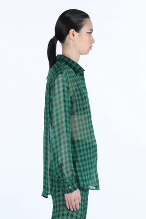 Logo-Embroidered Checked Silk Shirt