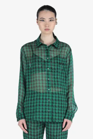 Logo-Embroidered Checked Silk Shirt