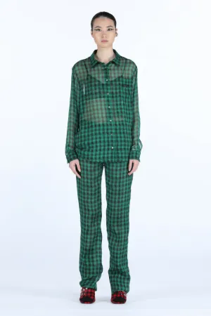 Logo-Embroidered Checked Silk Shirt