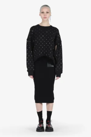 Crystal-Embellished Cut-Out Sweatshirt