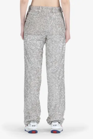 Sequin-Embellished Wide-Leg Trousers