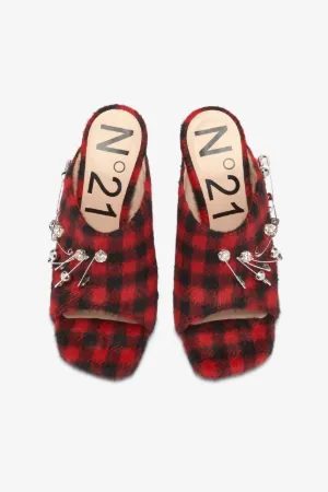 Embellished Tartan Mules