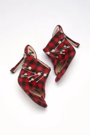 Embellished Tartan Mules