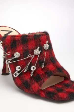 Embellished Tartan Mules