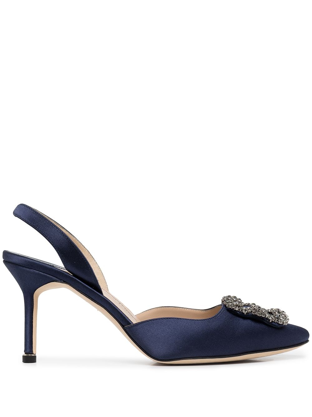 Image 1 of Manolo Blahnik Hangisli satin slingback pumps