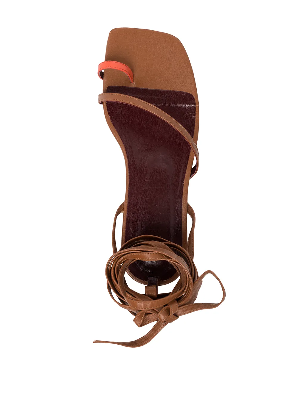 STAUD Nicola leather gladiator sandals Brown