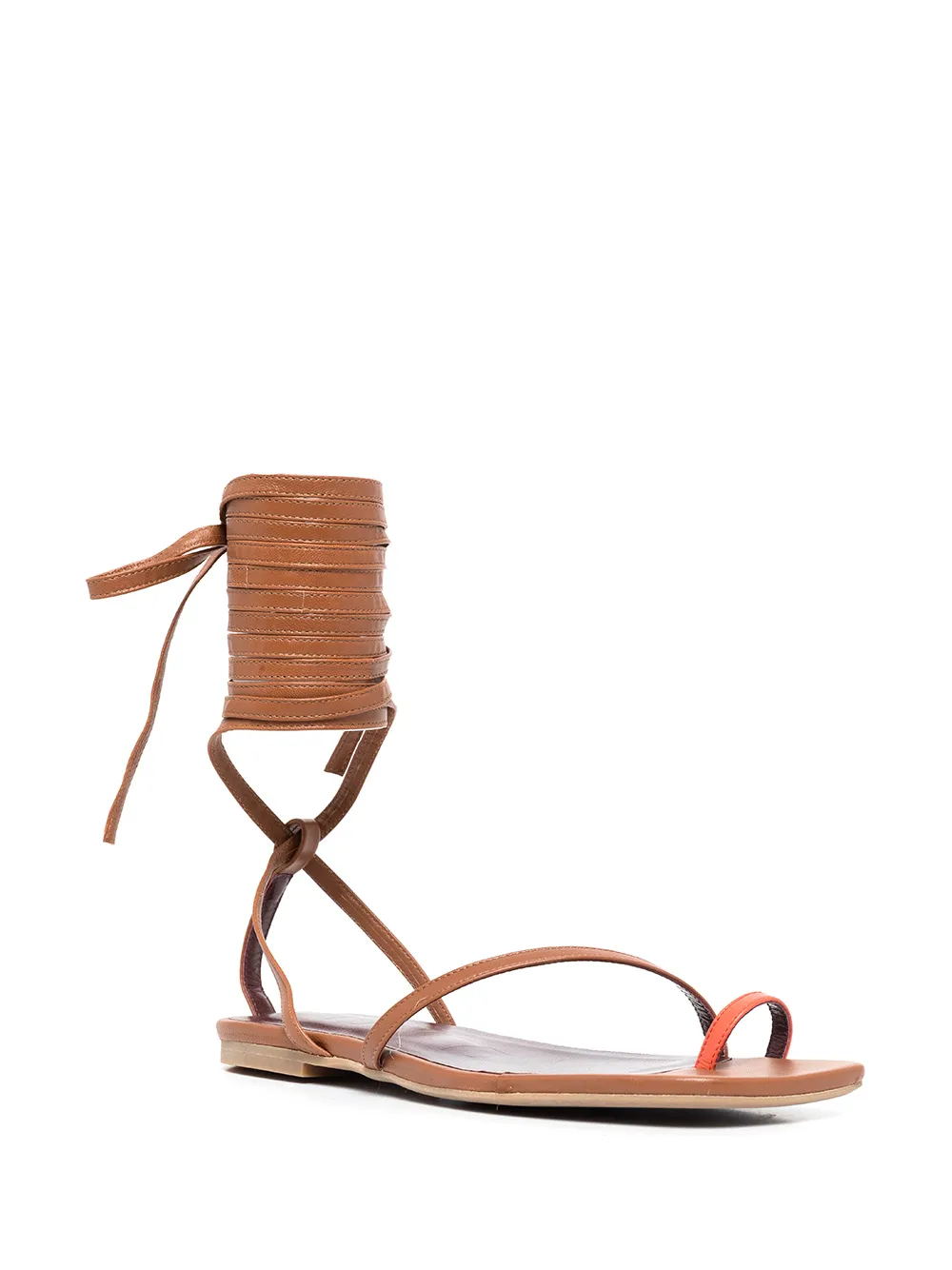 STAUD Nicola leather gladiator sandals Brown