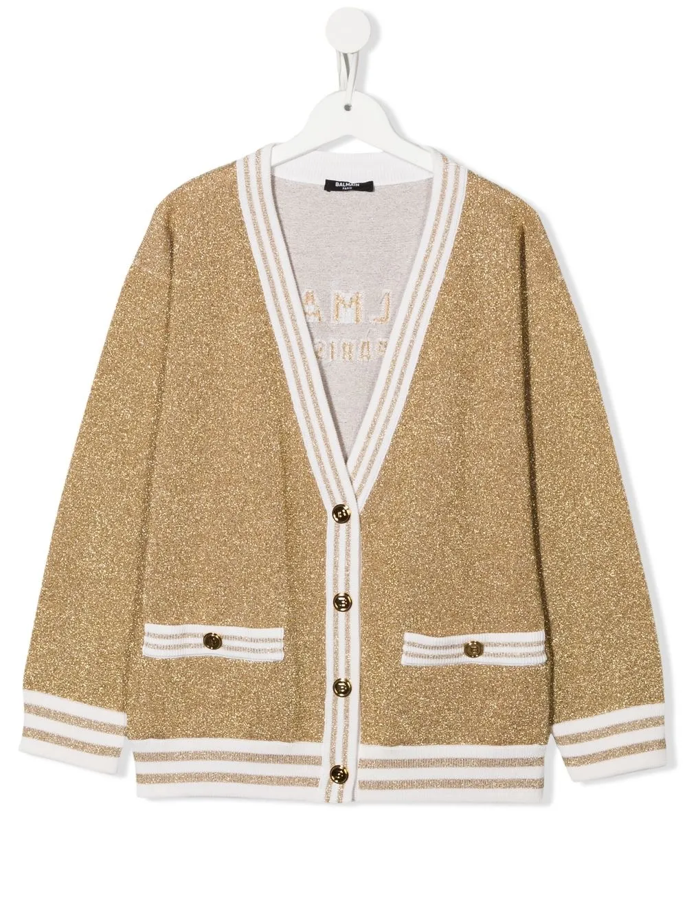 

Balmain Kids cárdigan tejido con logo bordado - Dorado