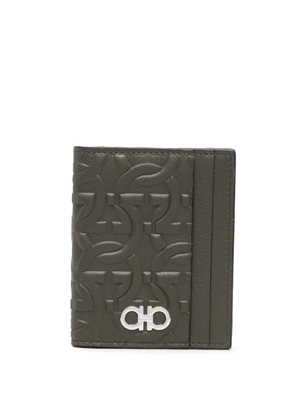 

Salvatore Ferragamo Gancini-embossed leather cardholder - Green