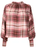 Olympiah check-print round neck blouse - Red