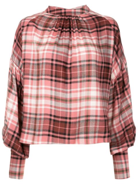 Olympiah check-print round neck blouse