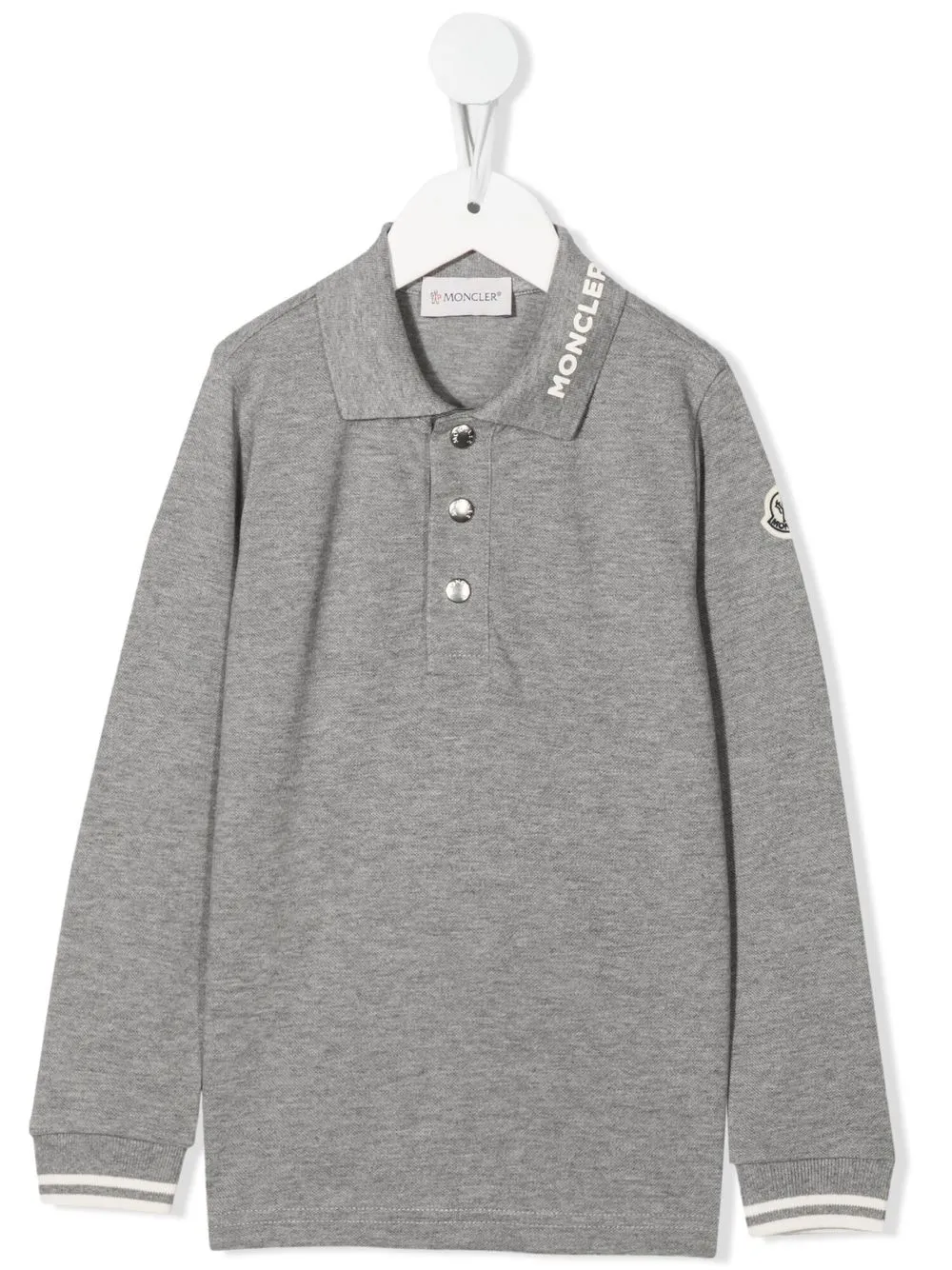 Moncler Enfant playera tipo polo con parche del logo - Gris