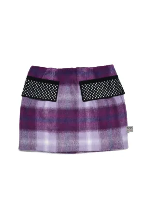 Studded Checked Mini Skirt