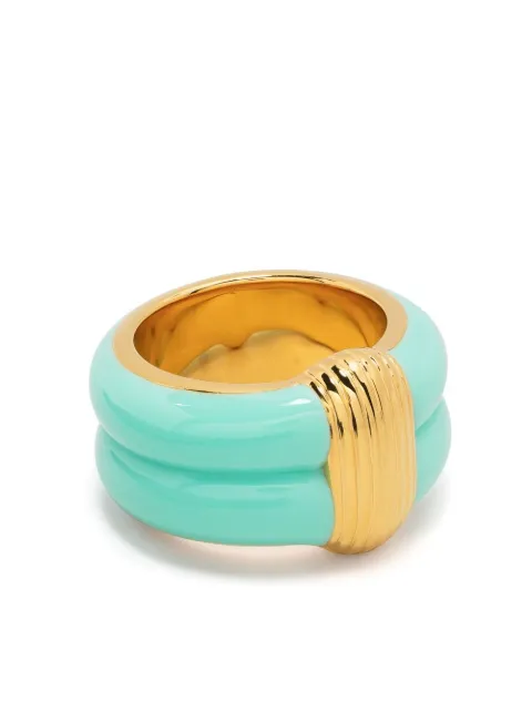 Aurelie Bidermann Katt enamel gold-plated ring