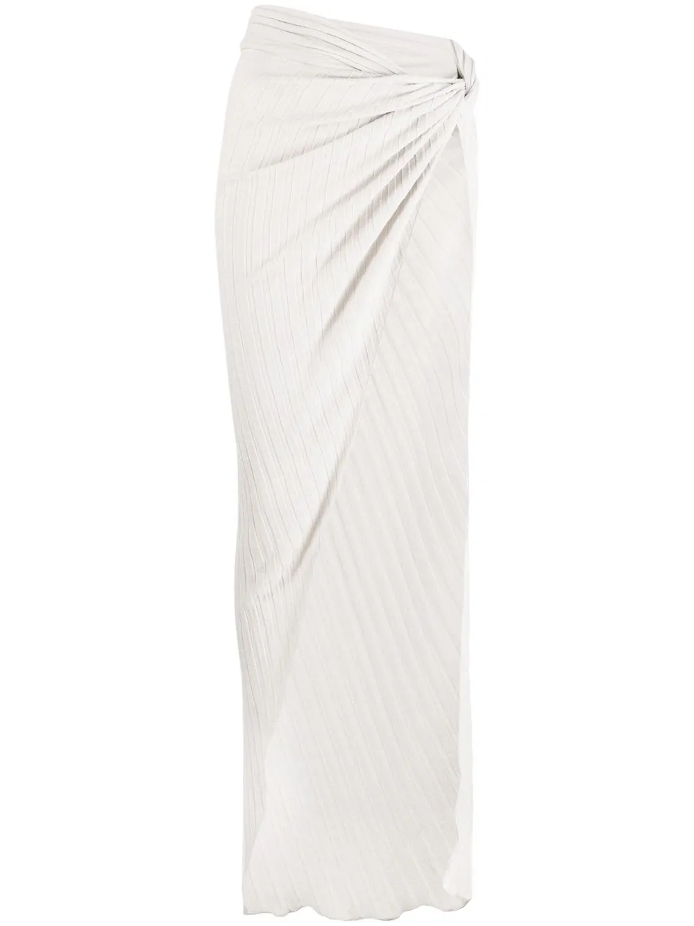 

LaQuan Smith high-slit asymmetric ribbed skirt - Grey