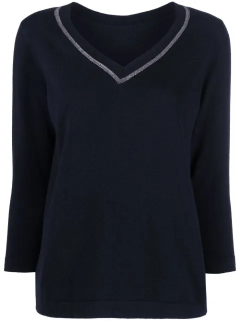 Fabiana Filippi metallic trim V-neck jumper