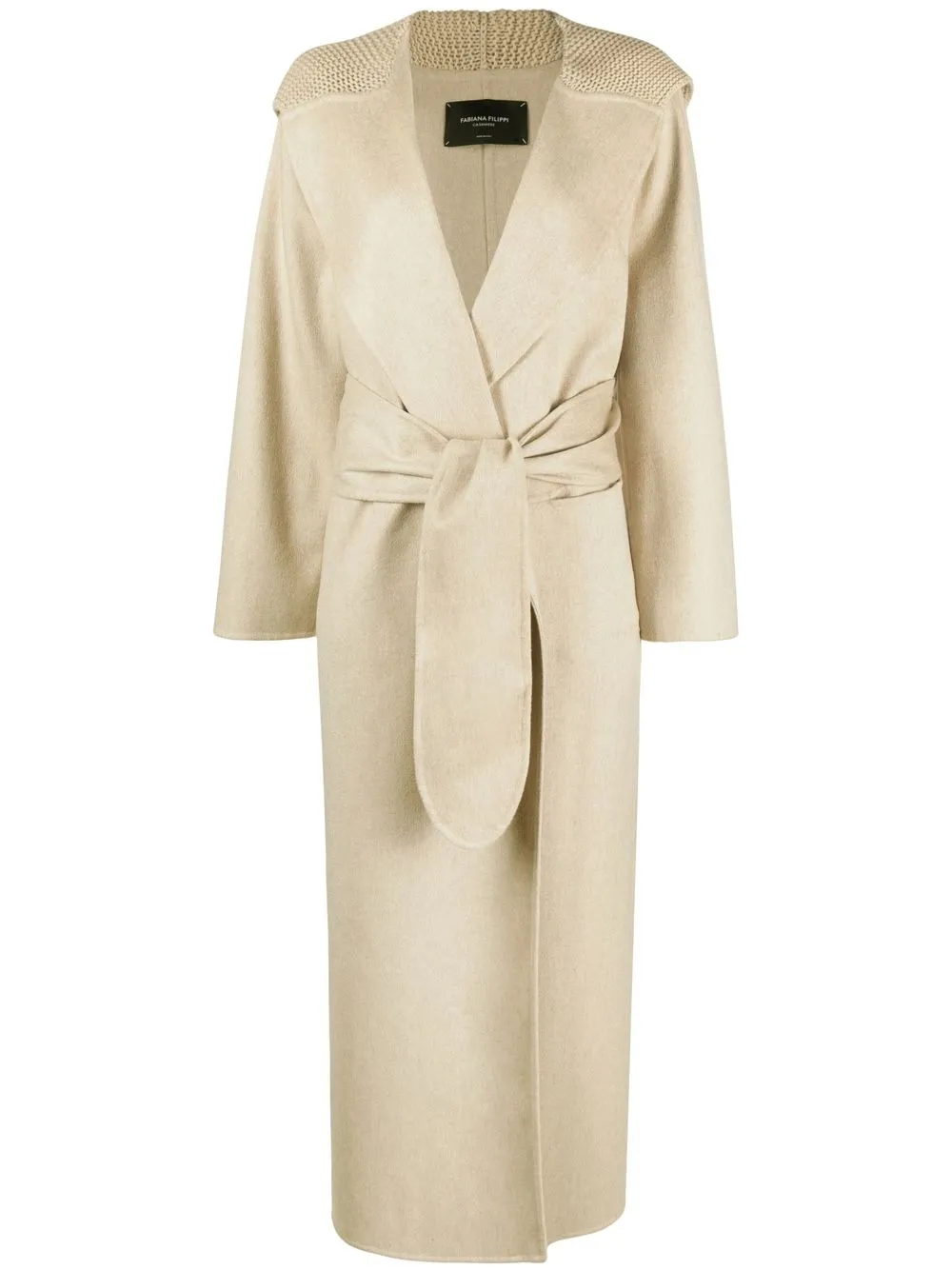 

Fabiana Filippi knit-hood belted trench coat - Neutrals