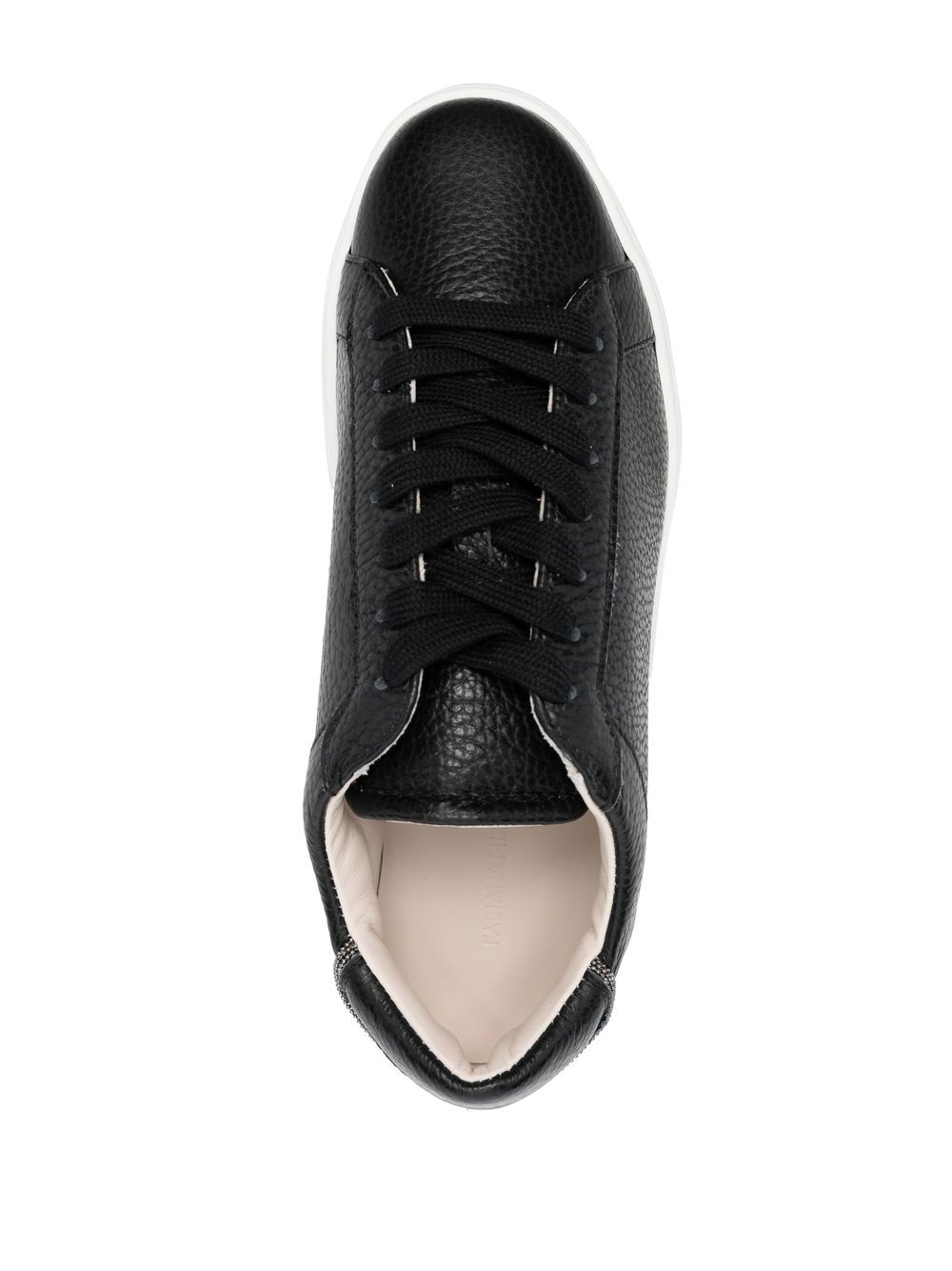 Shop Fabiana Filippi Pebbled-texture Lace-up Sneakers In Schwarz