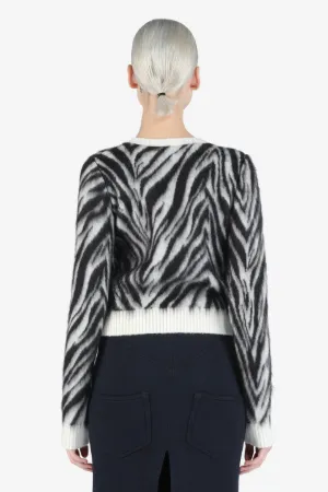 Zebra-Jacquard Cropped Sweater