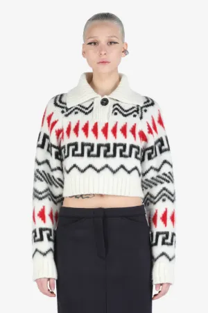 Jacquard-Knit Cropped Sweater