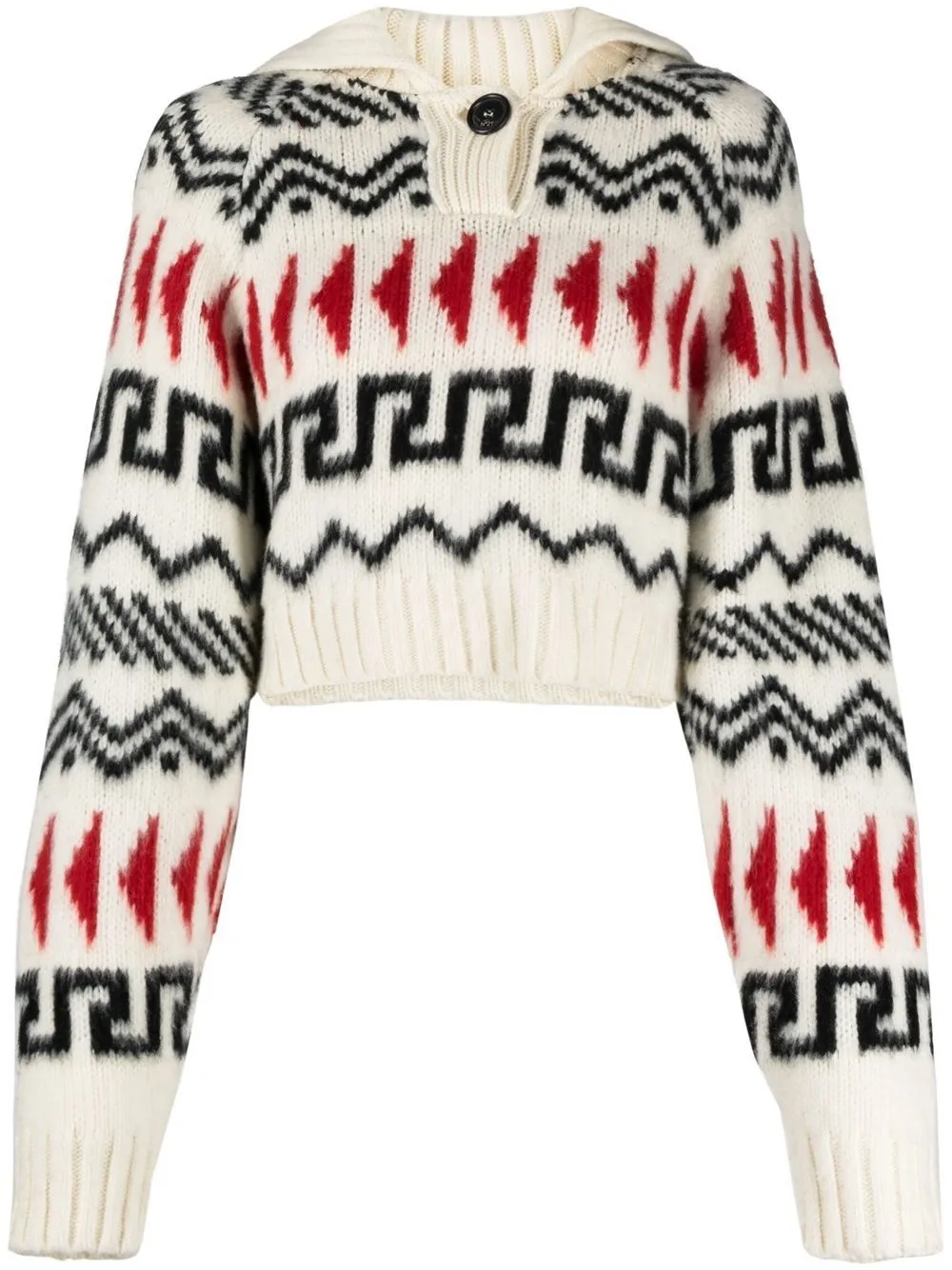 

Nº21 jacquard-knit cropped virgin wool sweater - White