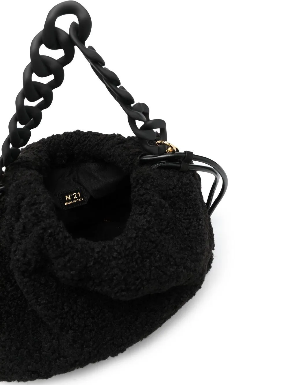 N°21 Fleece-textured Tote Bag In Black