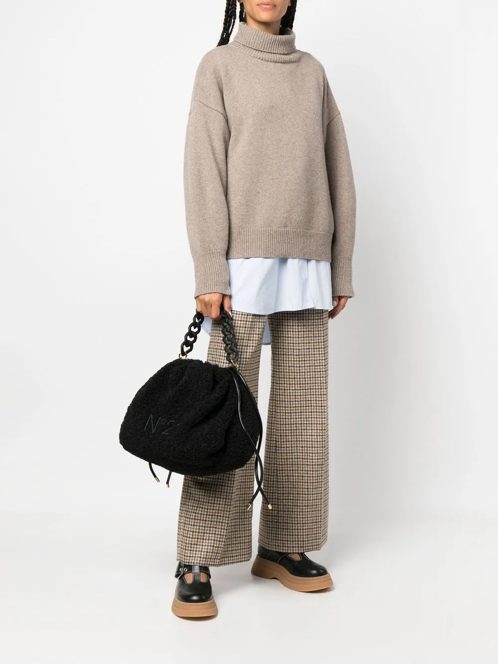 Nº21 Shopper met textuur - Zwart