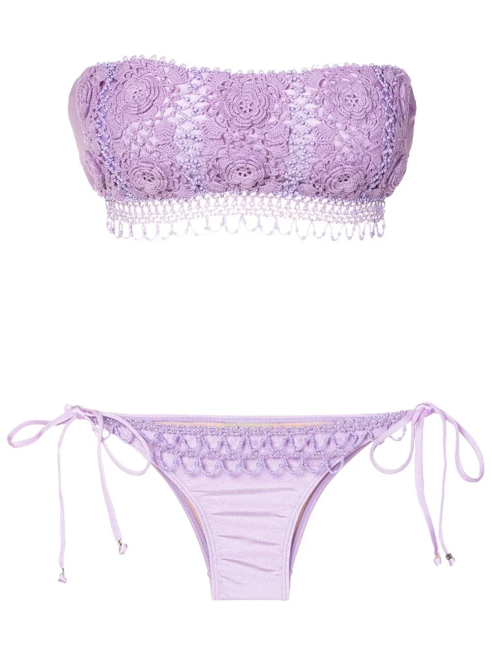 

Amir Slama bikini strapless con bordado floral - Morado