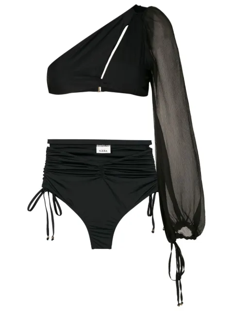Amir Slama one-shoulder long-sleeve bikini set