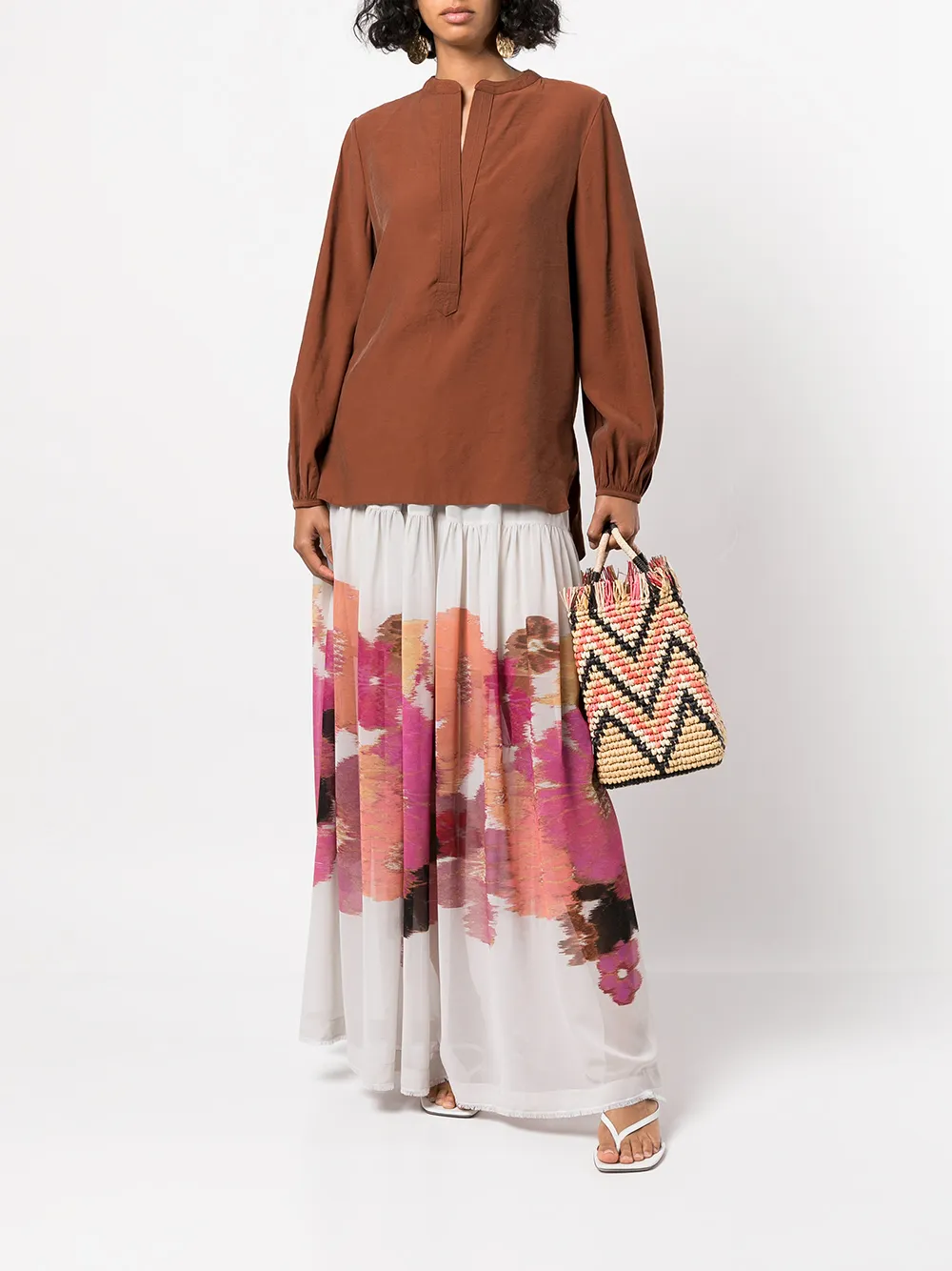 Silvia Tcherassi Blouse met gewelfde afwerking - Bruin