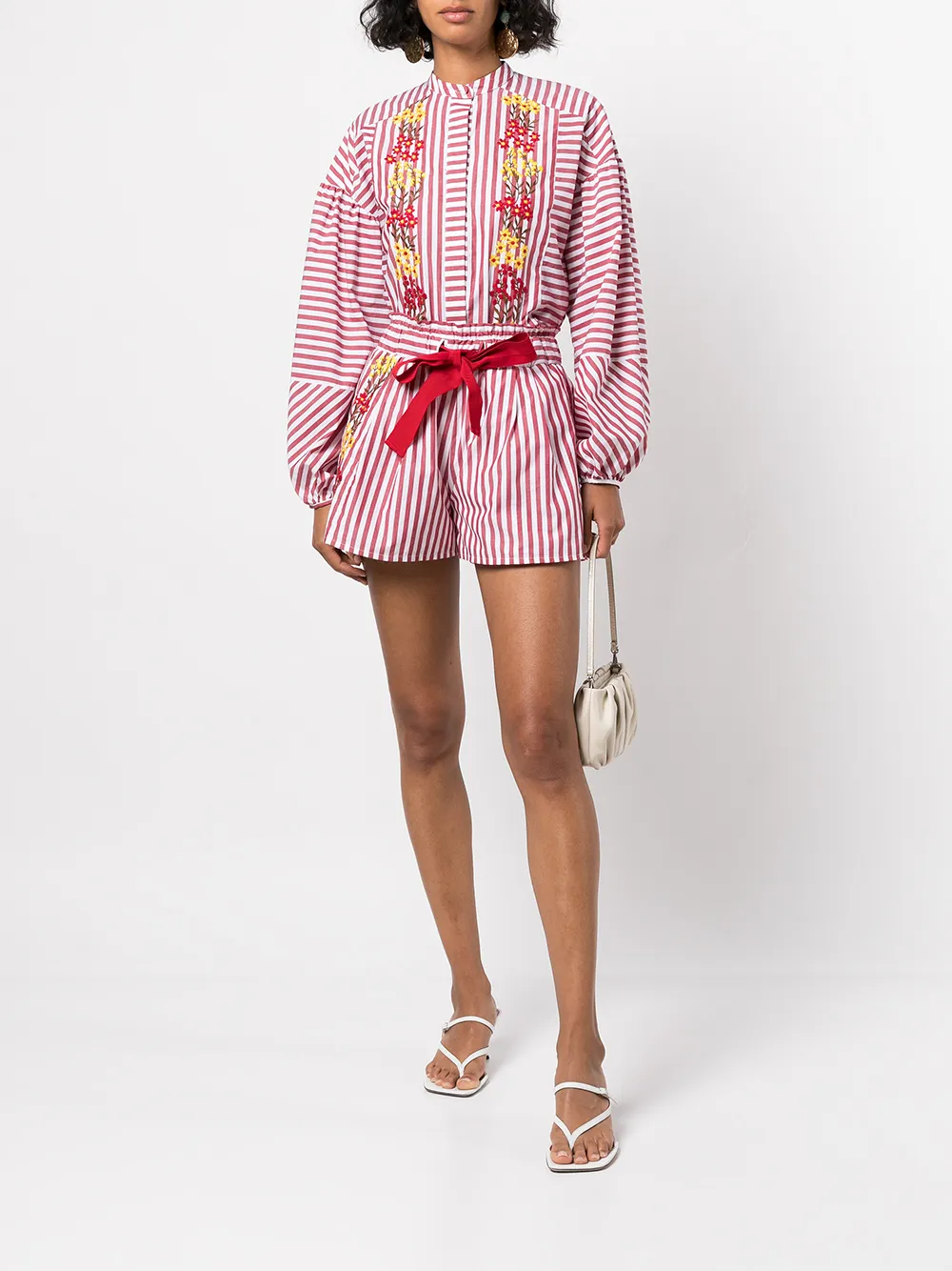 Silvia Tcherassi Blouse met geborduurde bloemen - Rood