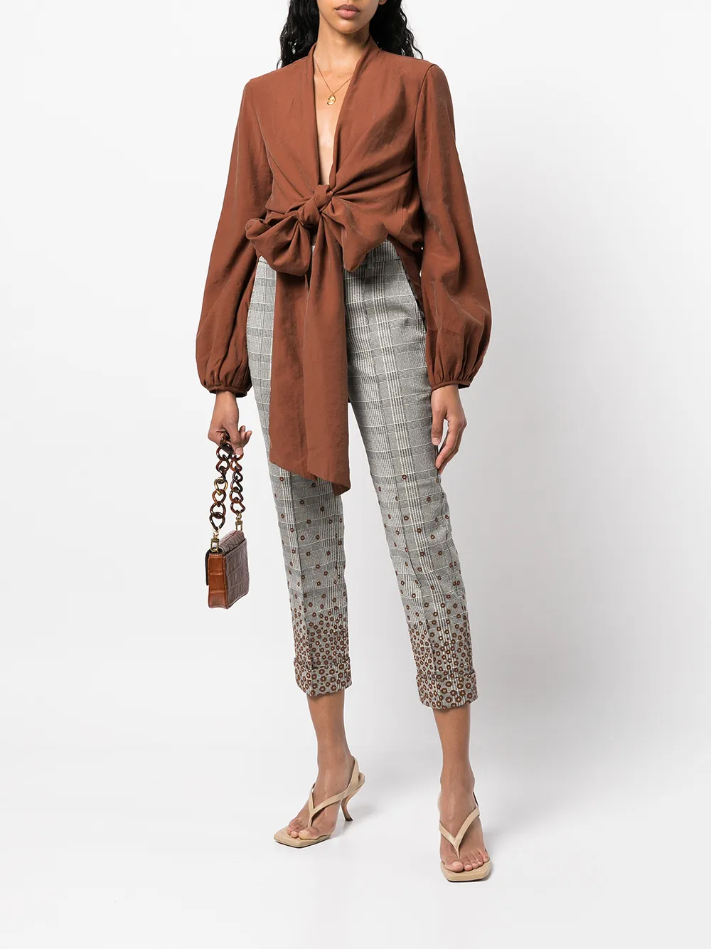 Silvia Tcherassi Blouse met gestrikte voorkant - Bruin