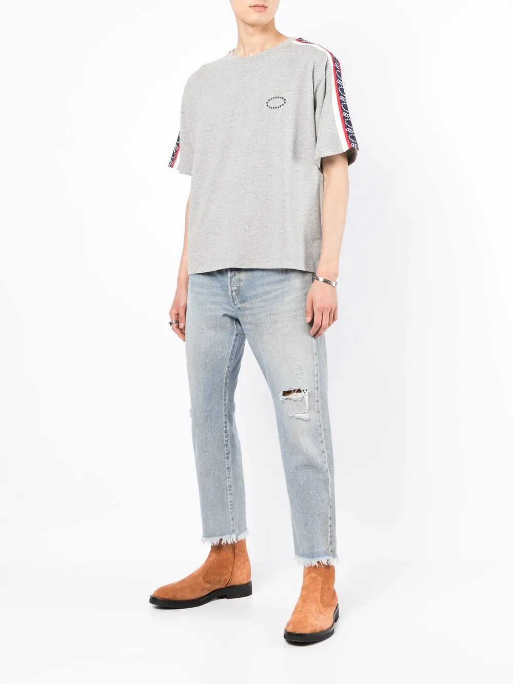 AFB T-shirt met logoband - Grijs