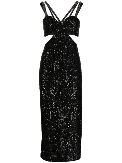 Missing Hours sequinned cut-out midi dress
